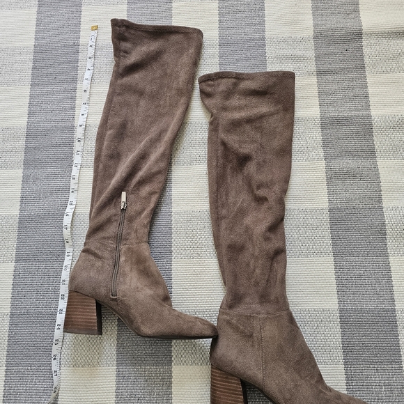 Vince Camuto Shoes - Vince Camuto Faux Suede Chunky-Heel Taupe Over the Knee Boots Sz 9